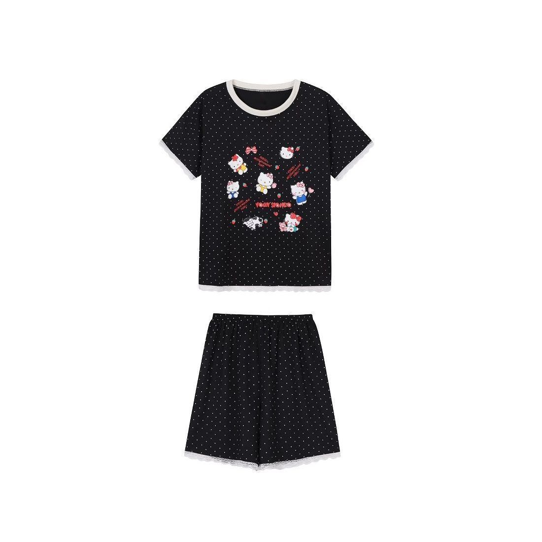 Pijamas de encaje para mujer, traje de manga corta de lunares delgados de verano, sensación de alta calidad, servicio a domicilio al por mayor transfronterizo, se puede usar afuera