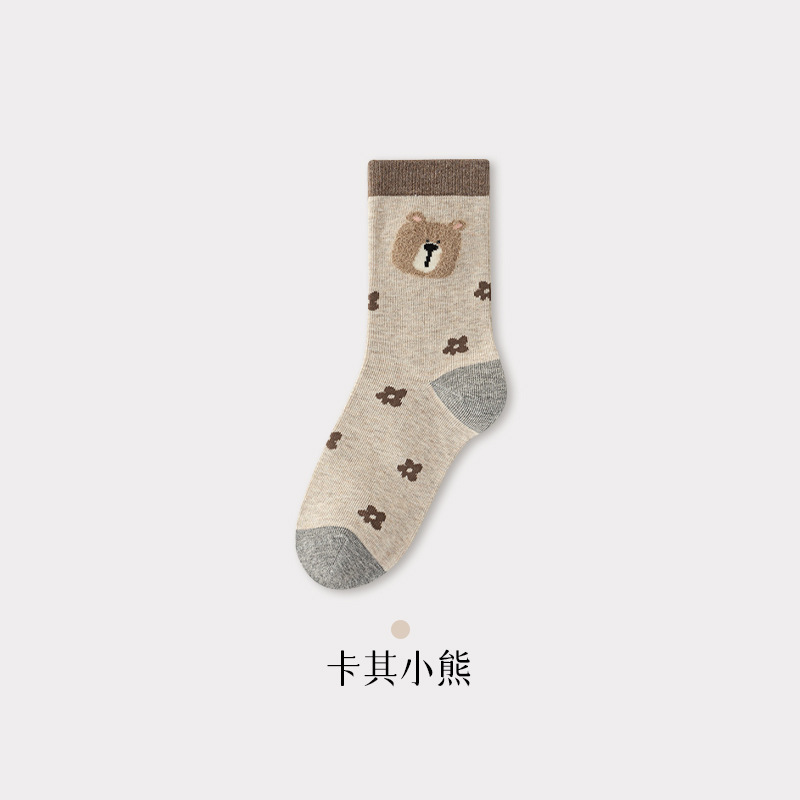 卡爱卡通袜子女秋冬无骨植绒日系中厚款韩版学生袜子中筒甜美猫咪|undefined