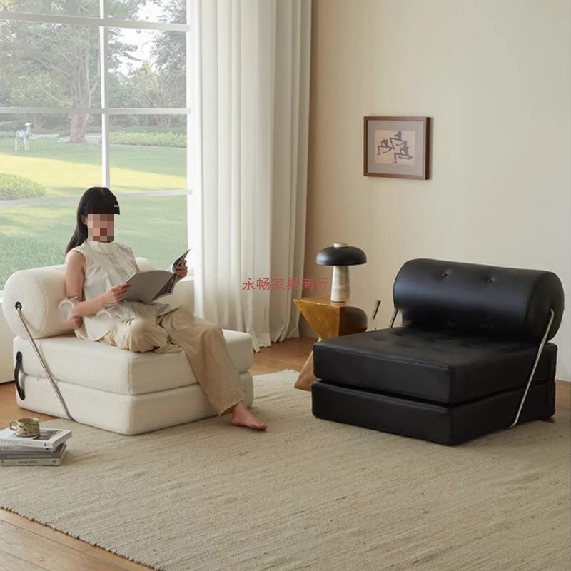 一人用タジソファベッド生地リビングルーム怠惰な人が横たわって眠るためのシングル小さなアパートシンプルでモダンな豆腐ブロック折りたたみ|undefined