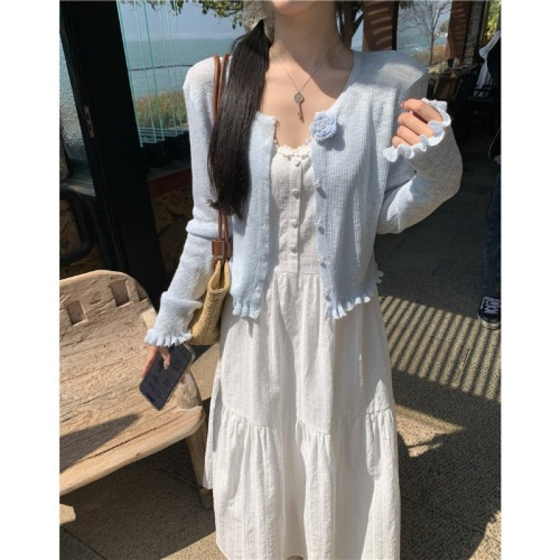 優しい初恋の白いサスペンダースカート、着痩せ効果のある優しい夏の白いスカート、ロングスカートドレス|undefined