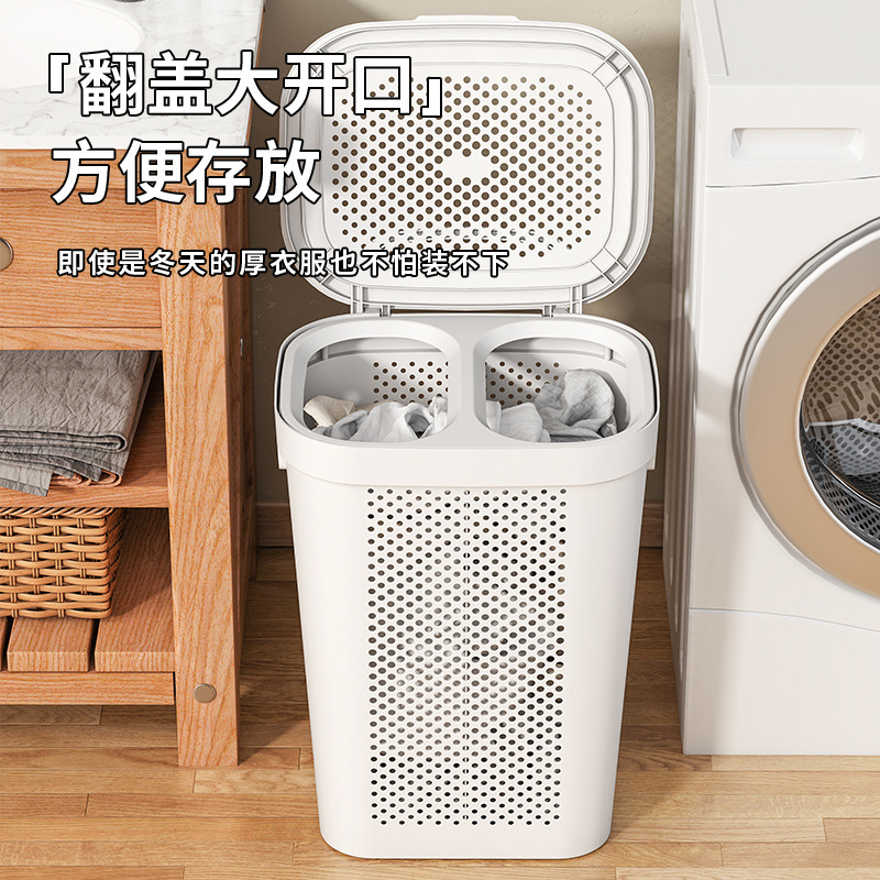 Cesta de almacenamiento Cesta de ropa sucia doméstica Baño de gran capacidad con cubierta Cesta de ropa sucia Cesta de lavandería