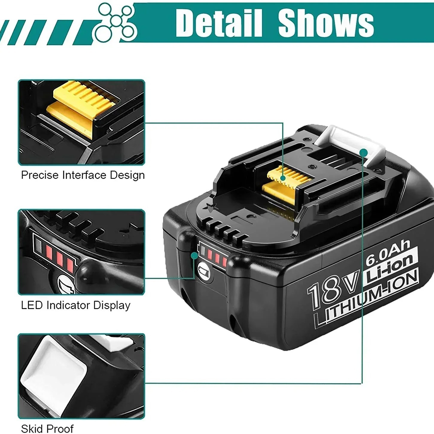 BL1860充电电池18V5000.6000mAh 锂离子适用于牧田 18v电池