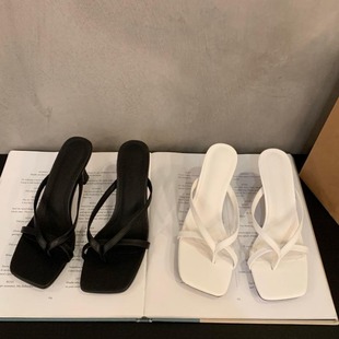 French Style Elegant Flip-flops Fairy Shoes Outer Wear 2025 New Summer Sandals High Heels Sandals