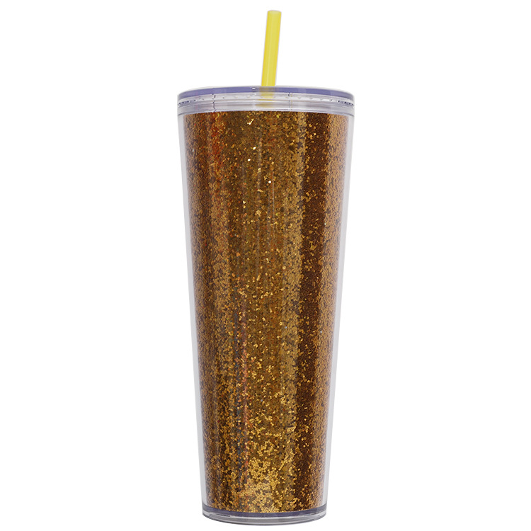 Nueva taza de paja de papel de cebolla dorada de 750ml de gran capacidad de moda creativa de doble capa de regalo transparente simple taza de agua