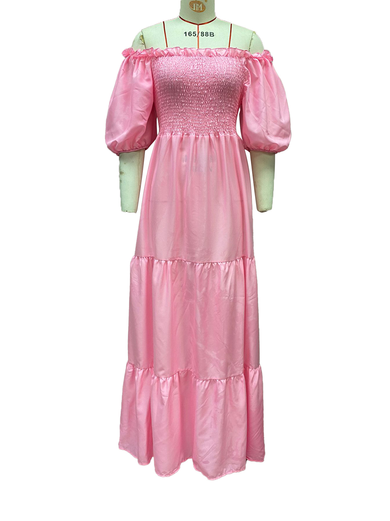 2025 Cross-Border New Spring Summer European And American Women's Off-Shoulder Floral Long Fairy Dress_ecoleips.com
