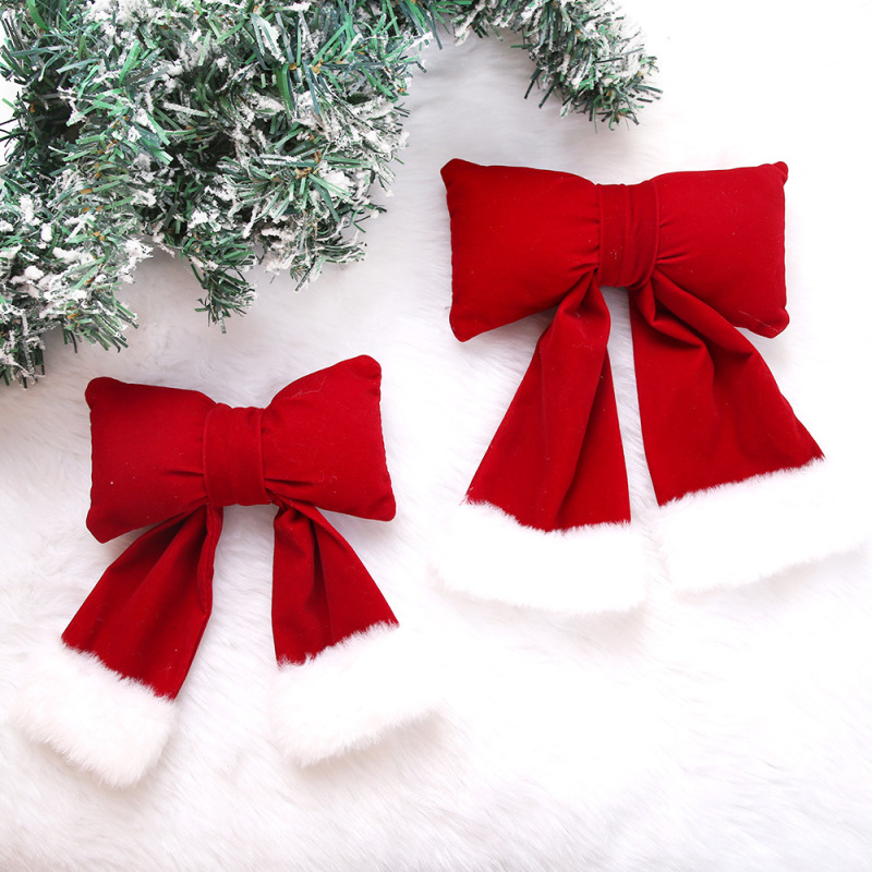 クリスマスレッドベルベットリボンクリスマスツリーガーランド装飾リボンアクセサリー吊り下げ綿充填立体リボン|undefined