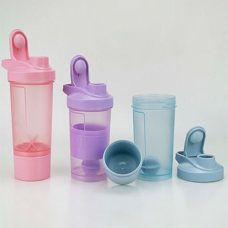 Nuevo estilo batido de proteína en polvo taza mecedora con caja de polvo taza de agua deportiva de fitness taza de mezcla de plástico taza de regalo de plástico