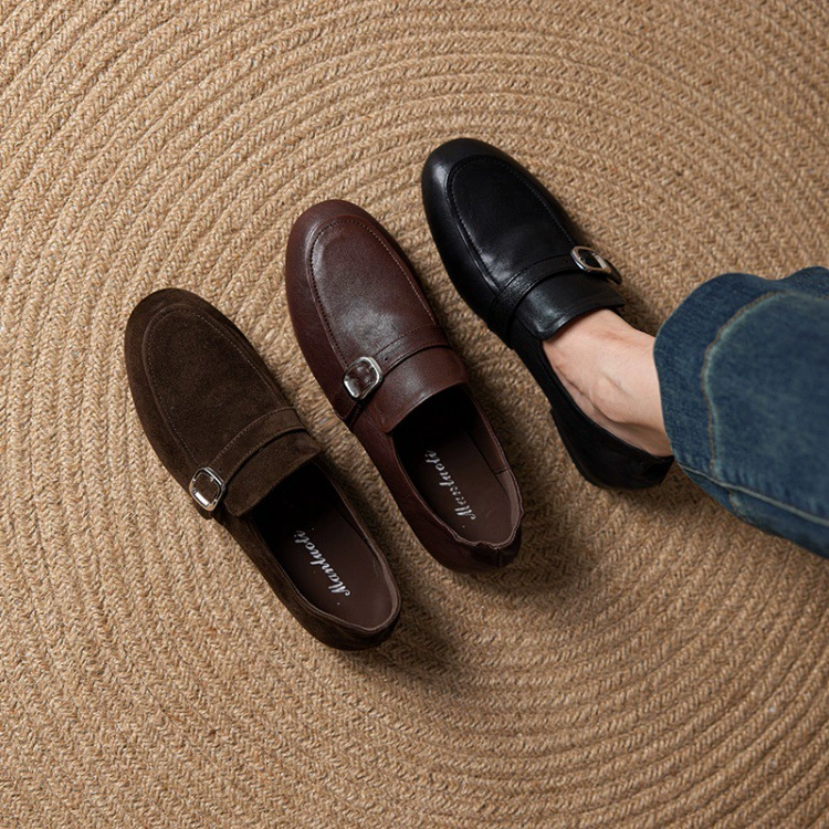 Туфли на толстом среднем каблуке с квадратным носком, весна-лето 2025, новый стиль, туфли без шнуровки с квадратной пряжкой и небольшим ароматом, со стразами, дропшиппинг