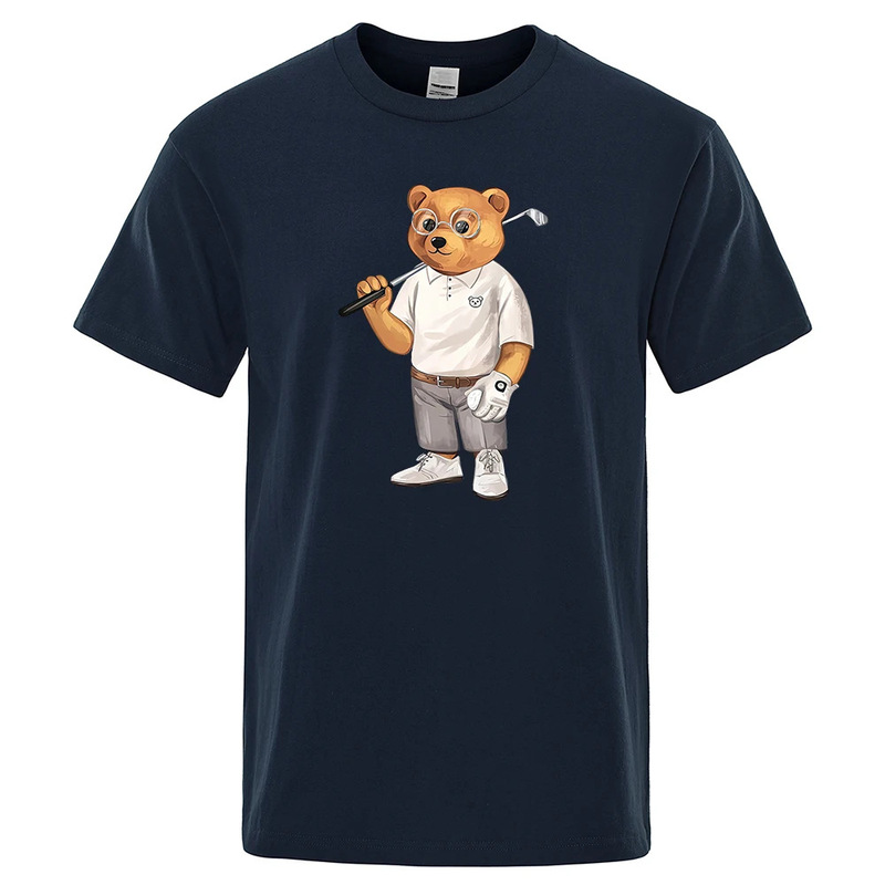 Gentleman Teddy Bear Playing Golf Men's T-Shirt Summer Cotton Sports T-Shirt Breathable Loose Clothing Hip Hop Streetwear Gentleman Teddy Bear Playing Golf Men's T-Shirt Summer Cotton Sports T-Shirt Breathable Loose Clothing Hip Hop Streetwear