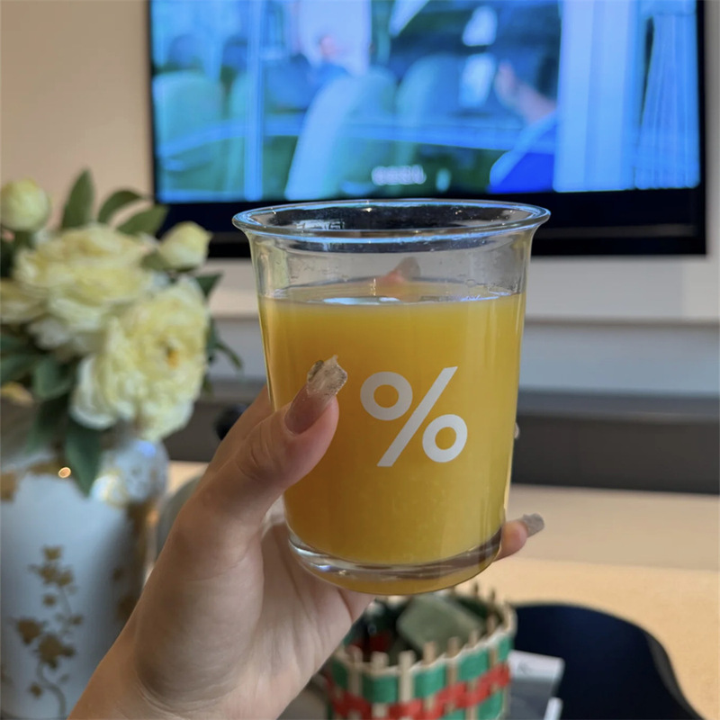 ins风玻璃咖啡杯美式杯子百分号家用水杯牛奶杯小众高级感饮料杯|undefined