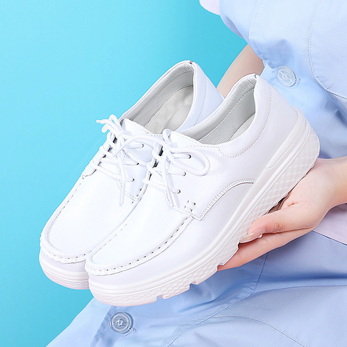  Nurse Shoes Women's Soft Bottom White Black Work Shoes Flat Bottom Comfortable Lightweight Breathable Cross-border Casual White Shoes 