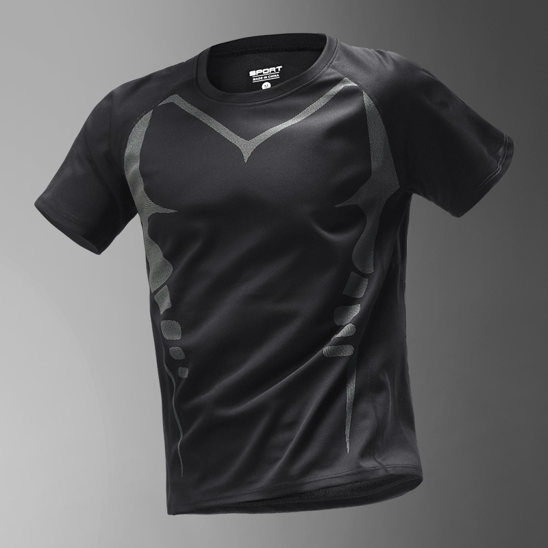 Traje deportivo, ropa de gimnasio para correr para hombres, ropa de secado rápido de seda de hielo de verano, equipo ajustado, ropa de ciclismo de entrenamiento para correr por la mañana