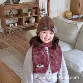 2025年新款儿童一朵花保暖针织毛线帽子