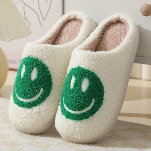 Invierno lindo dibujos animados cara sonriente casa Zapatillas de algodón al por mayor zapatillas de felpa del hogar pareja femenina zapatillas calientes interior