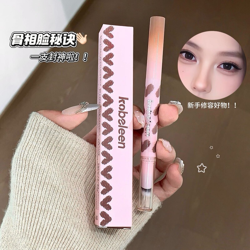 Kobeleen Double-Ended Contouring Pen Natural Three-Dimensional Brightening Shadow Contouring Stick for Facial Highlight Contouring