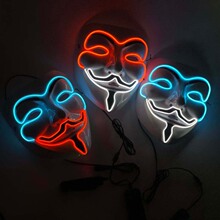 led发光面具冷光双色v字仇杀队l万圣节演出舞会派对演出PVC