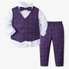 Spring classic suit jacket for boys, autumn children's set, vest, dress, 3 piece set