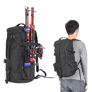 Fishing Backpack Large Capacity Cylindrical Fishing Rod Bag Multifunctional Lure Outdoor Backpack Fishing Gear Backpack