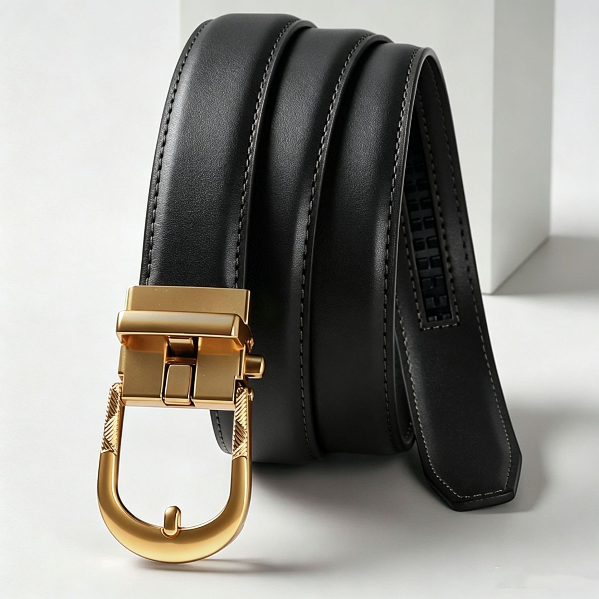 Gold buckle black-push automatic buckle / 95cm