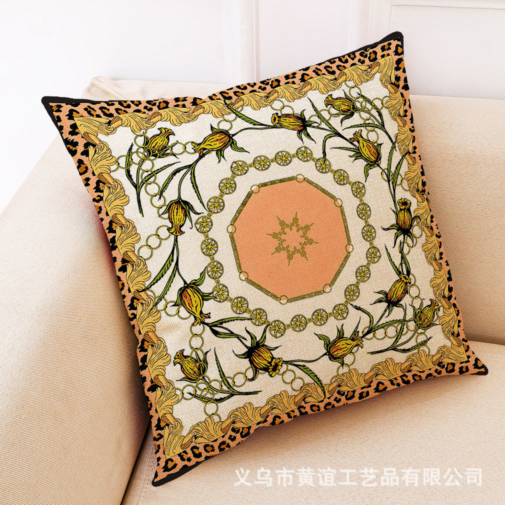 亚马逊eBay新款艺术花纹棉麻抱枕套 汽车抱枕 办公室午睡抱枕批发