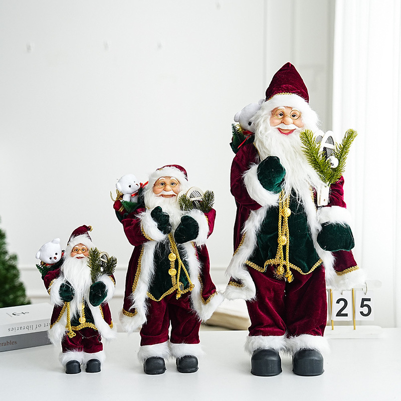 新型サンタクロース人形のワインレッドのセーターの人形人形のクリスマスの装飾品の立ち姿の老人の置物|undefined