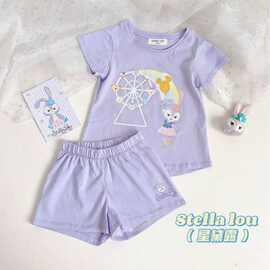 新款夏季薄款家居服套装外穿女童短袖衫两件套儿童睡衣空调服潮流