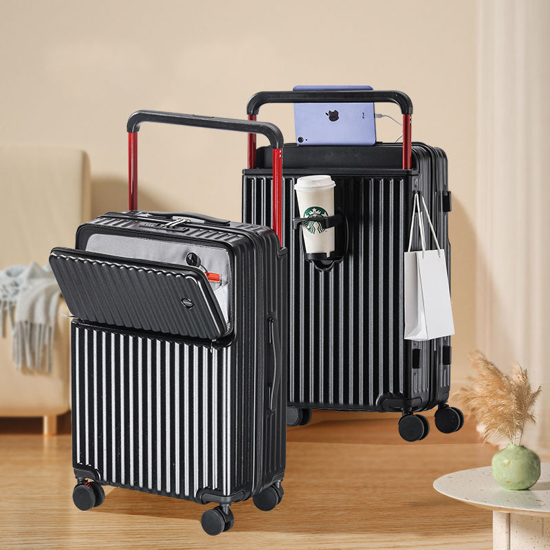 2025 marco de aluminio para equipaje, apertura frontal, caja de contraseña de varilla de tracción multifuncional de gran capacidad, rueda silenciosa para estudiantes, rueda amortiguadora