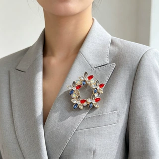 韩版新款胸针防走光扣固定衣服配件水晶合金女复古胸花配饰品批发