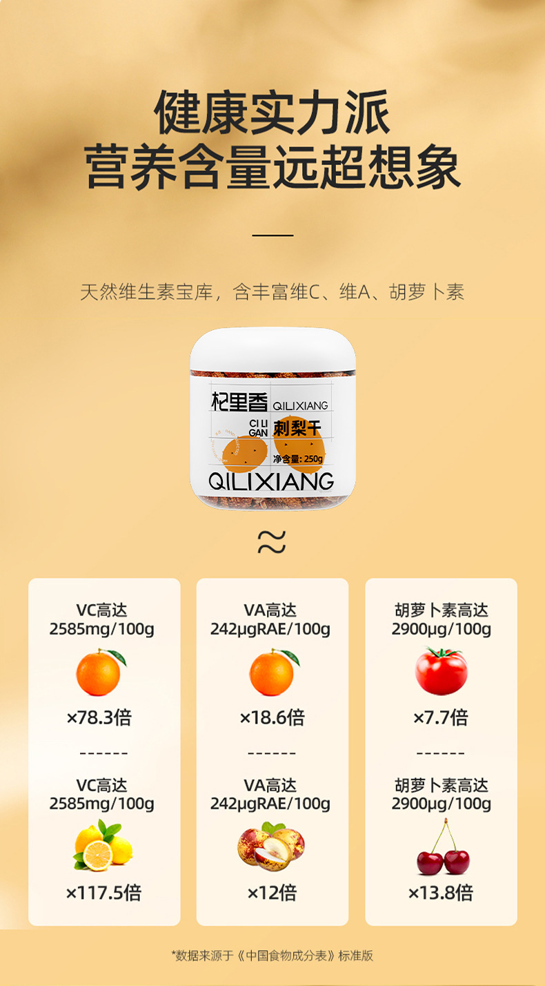 Dried Rosa Roxburghii Fruit Cili Pear Slices Guizhou Herbal Tea 250g Jar specifications
