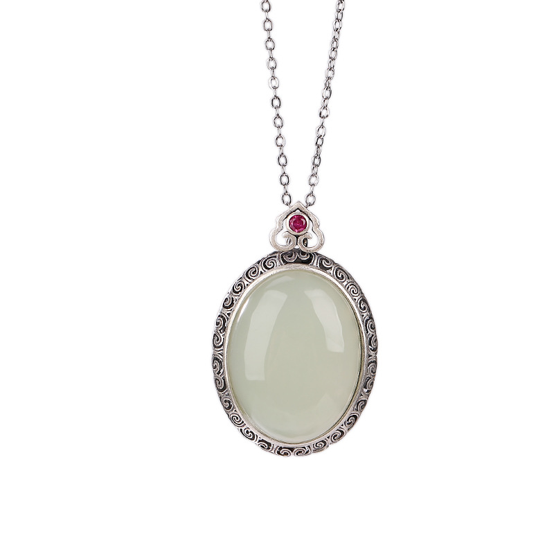 Mặt dây chuyền bạc S925 hình bầu dục trơn — Mặt Dây chuyền đơn (không có dây chuyền)