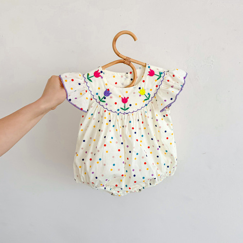 Baby summer clothes for girls, fashionable cotton thin jumpsuits for baby girls, summer princess wraps, rompers