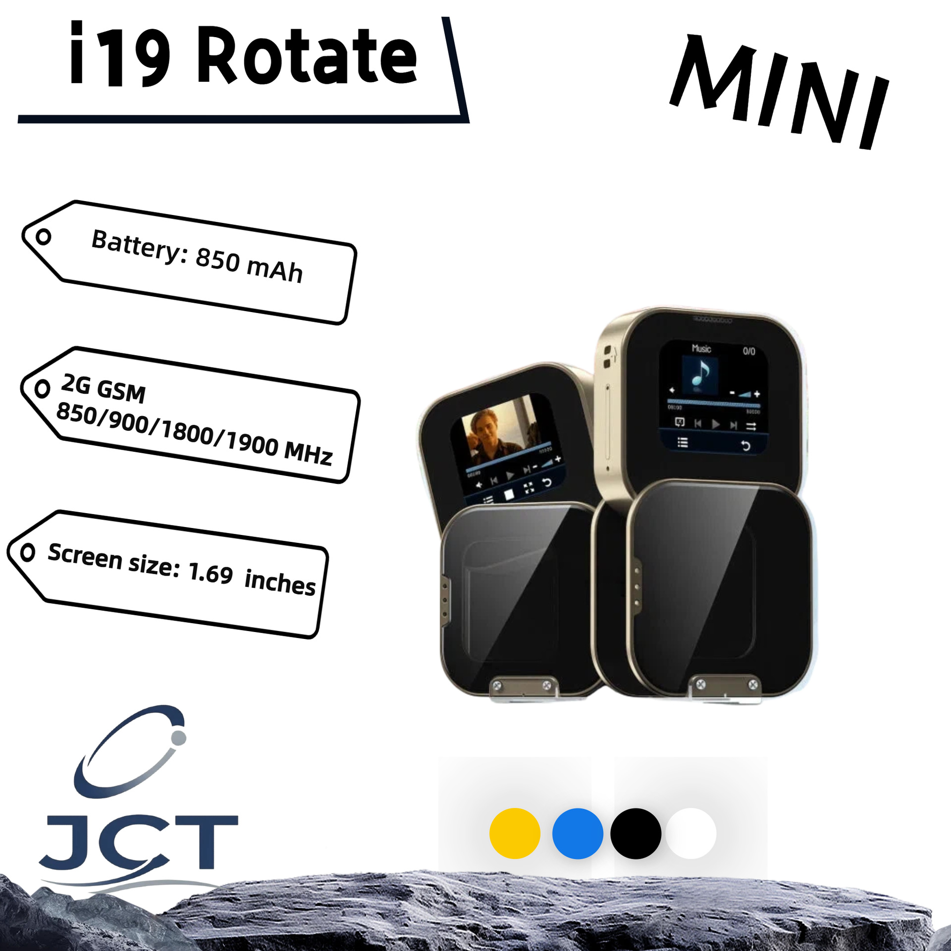 新款 i19 Rotate 触摸屏手机翻转折叠口袋功能机学生手机跨境外贸