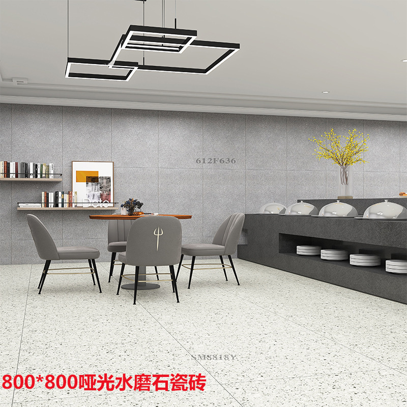 Grey terrazzo tile 800 × 800 living room non-slip floor tile tooling milk tea chain wear-resistant antique brick