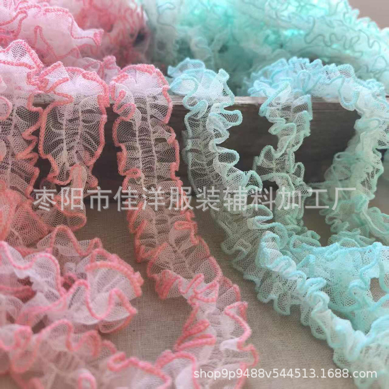 3cm宽网纱缩褶花边蕾丝织带衣领饰边裙摆diy娃娃裙子衣边发夹装饰