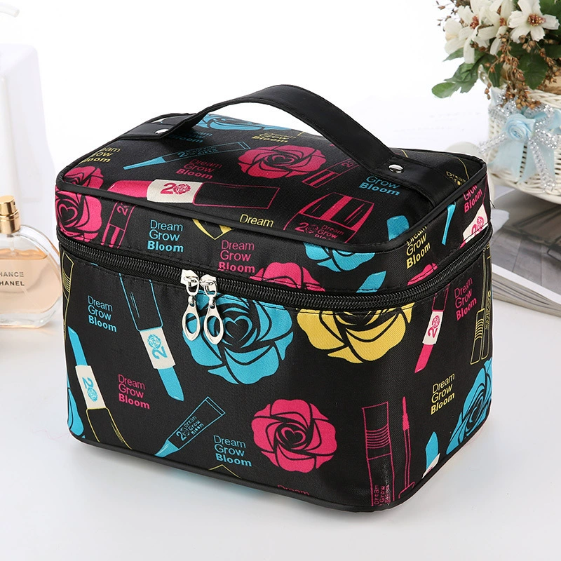 Ёмкий складной косметичник, портативный organizer purse; цвета: Черный Розовый, Синий Розовый, Розовый Розовый