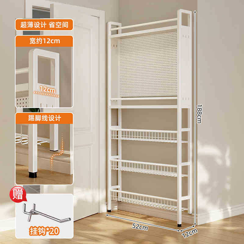 Estante detrás de la puerta Estantería ultrafina de hierro forjado de piso a techo para niños con espacio de pared simple y extremadamente estrecho Gabinete de almacenamiento doméstico montado en la pared