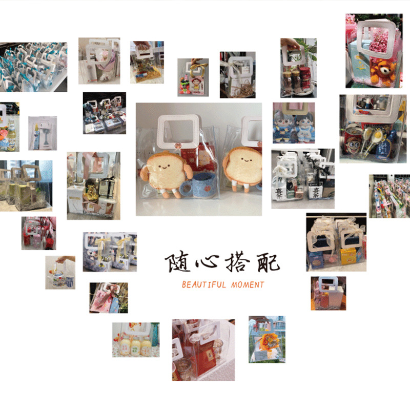 Navidad mano bolsa de regalo de la boda regreso dama de honor bebé luna llena caja de dulces de pvc transparente regalo de la mano