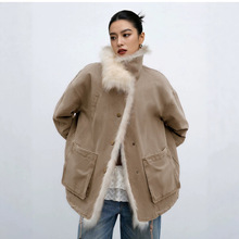 佳戎 立翻狐狸毛领90白鹅绒羽绒派克服工装皮草外套女 冒险家
