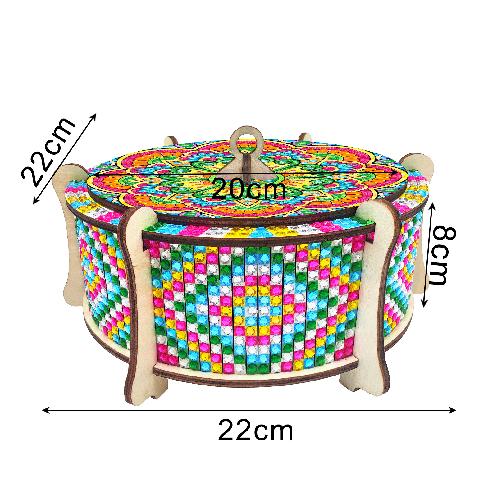 Pintura de diamantes DIY caja de almacenamiento de diseño creativo caja de madera artesanía perforación pegatinas