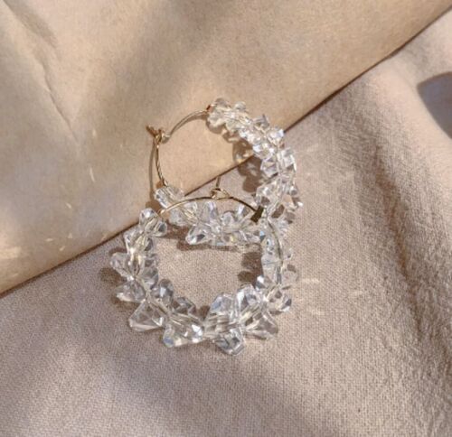 Crystal circle earrings high-end sense broken diamond earrings ins internet celebrity temperament versatile round earrings earring accessories