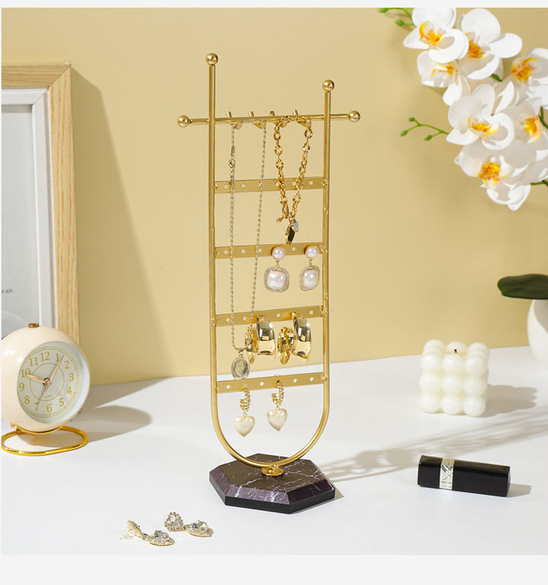 U Shape Pattern Artistic Style 1 Set Metal Artistic U Shape Jewelry Display Earrings Necklace