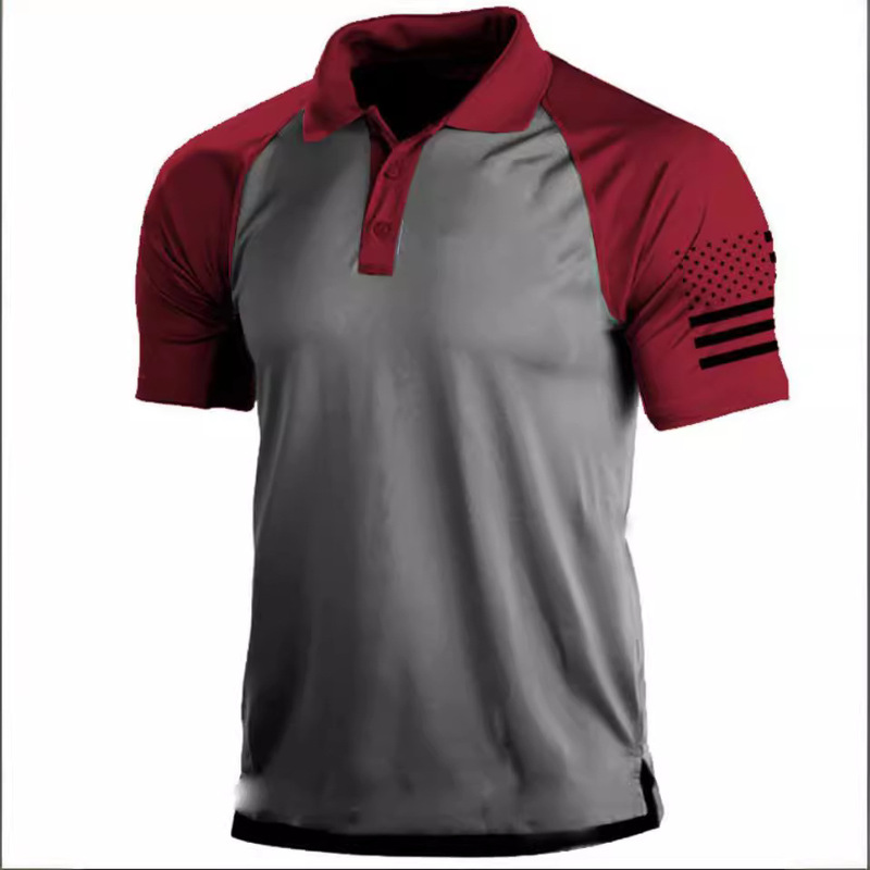 2025 Export Independent Station Cross-Border Popular Men's Outdoor American Flag Tactical Sports Polo Collar Polo Shirt