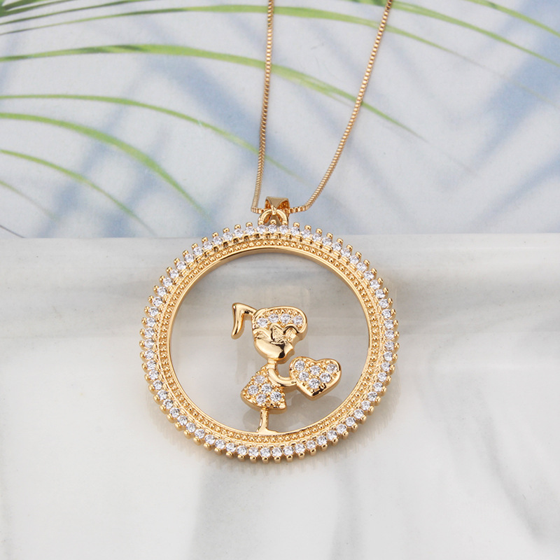 Nihaojewelry Simple Enfant Creux Rond Diamant-collier Serti De Bijoux En Gros display picture 7
