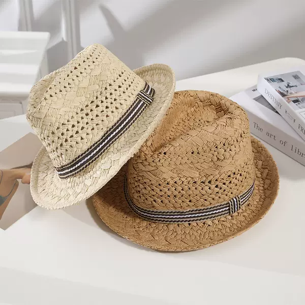 New Style Parent-Child Jazz Hat, Trendy British-Style Hat, Summer Men's Panama Straw Hat, Children's Beach Sun Hat