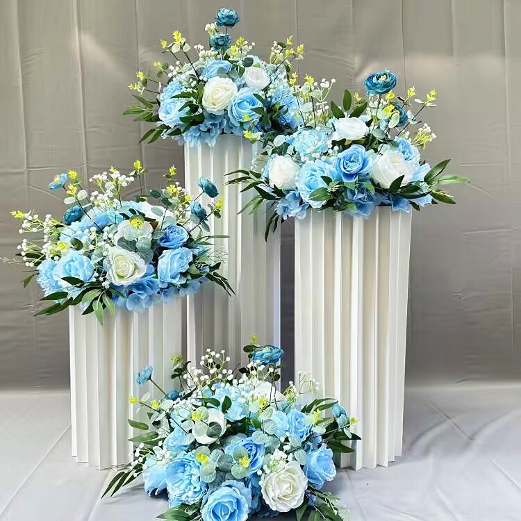 交车区仪式布置花罗马柱装饰交车区摆件假花花球花柱场景布置