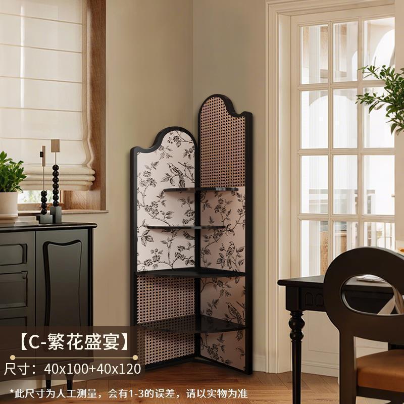 中古风转角置物架客厅角落展示架卧室拐角家用多功能收纳架其它|undefined