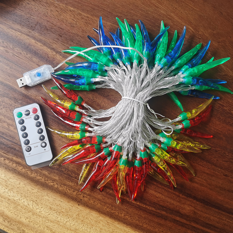 LED luces de colores de pimienta roja luces de cadena luces intermitentes Año Nuevo Navidad vacaciones decoración atmósfera luces Año Nuevo decoración del hogar iluminación