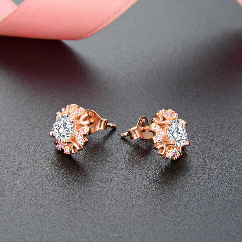 Accesorios incrustados de diamantes frescos estilo japonés y coreano s925 pendientes de circón de plata pendientes de moda de flores para mujeres