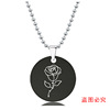 Necklace stainless steel, pendant engraved, European style, flowered, Birthday gift