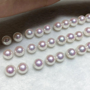 Natural Seawater Pearl Japan AKOYA Tienv Grade White Sakura Blossom Bare Beads Basically Round Flawless Small Bulbs
